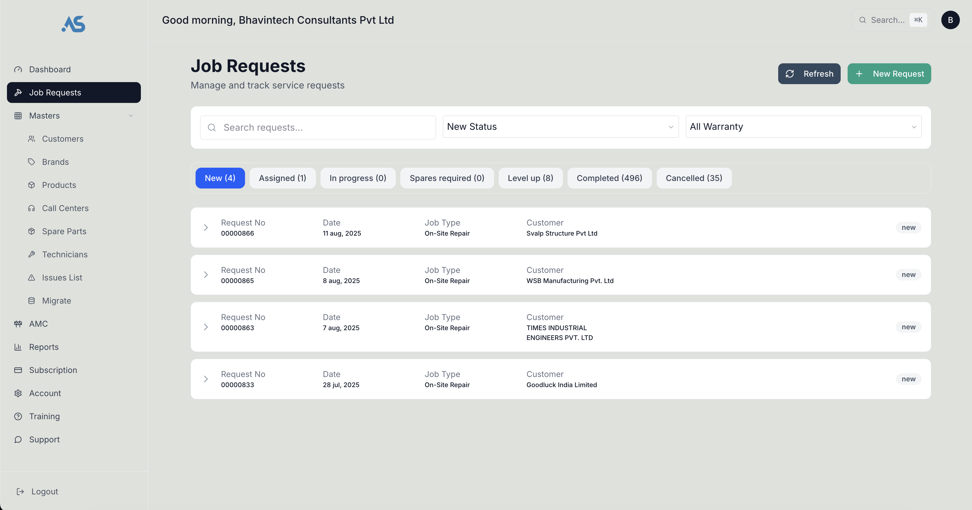 Cloud-Based Field Service Management Dashboard